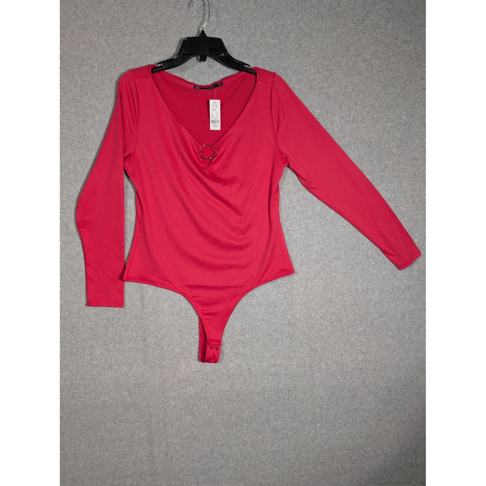 New York & Company Bodysiut O-Ring Fuschia Dark Pink‎ Large Sleek Bodycon Bold